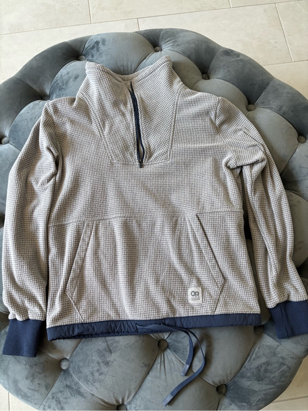 Outdoor Research Women’s XSmall Trail Mix Quarter Zip Pullover Grey with Navy
